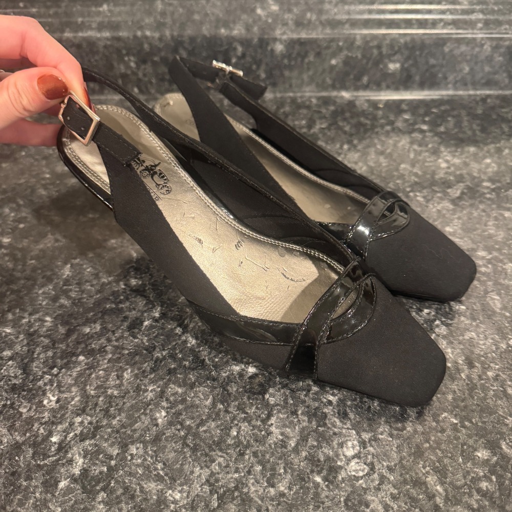Coach and Four Slingback Black Heels Size 6